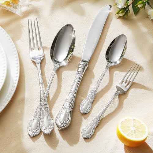Silverware Set for 12, 60pc Vintage Flatware Set, 18/10 Stainless