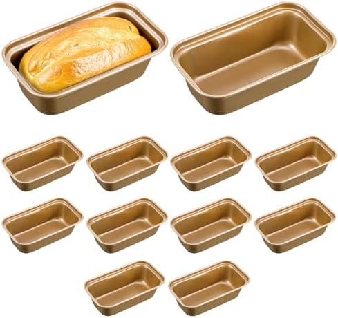 12Pc Mini Loaf Pans for Baking,6.1x3.3x1.7“ Nonstick Carbon Steel