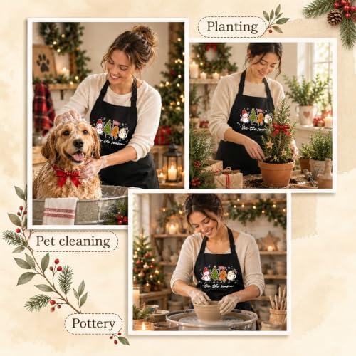 Tis the Season Winter Christmas Apron with Pockets