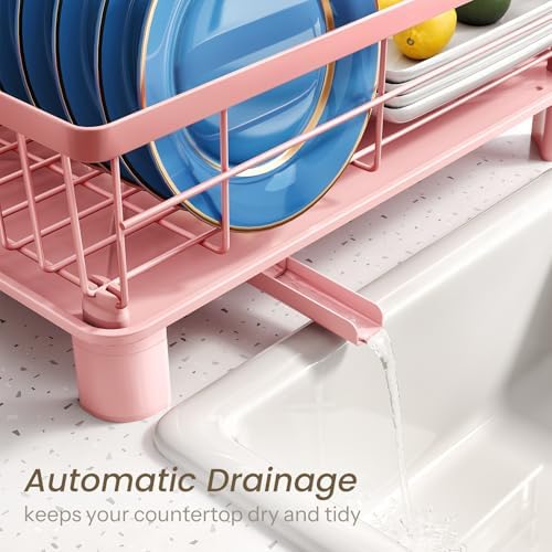 SNTD Dish Drying Rack, 11" W x 15" L, Pink