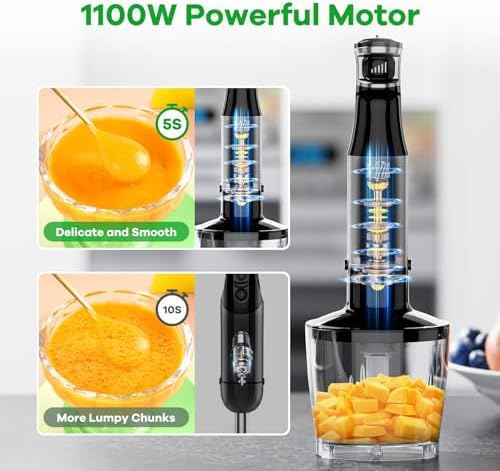 Turelar Immersion Blender Handheld Corded, 1100W 5 in 1 Hand Blender