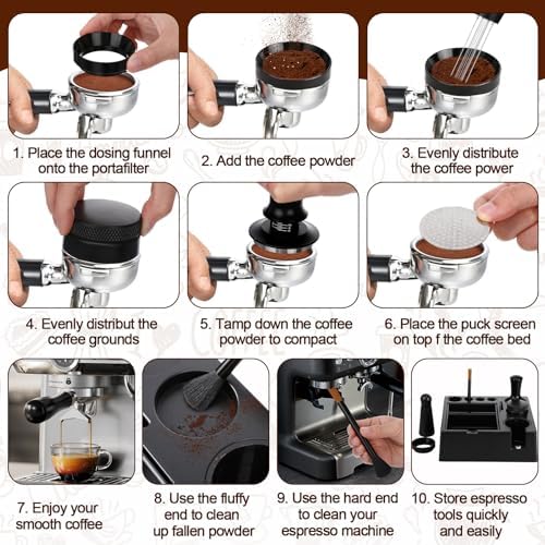 7 Pcs 51mm Espresso Accessories Kit with Plastic Tamping Station