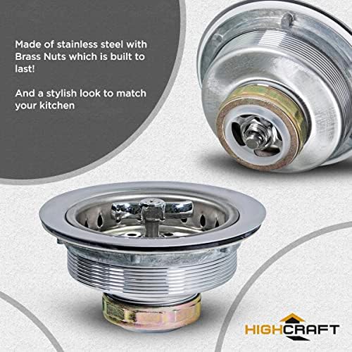 Highcraft Kitchen Sink Drain Assembly, 3-1/2 Inch