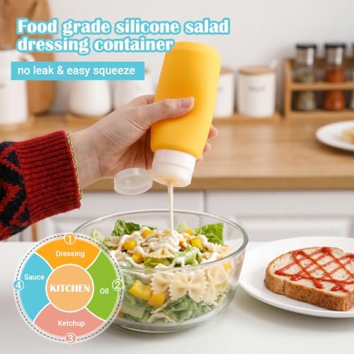 12 Pcs 6 oz Condiment Squeeze Bottles, Leakproof Salad Dressing
