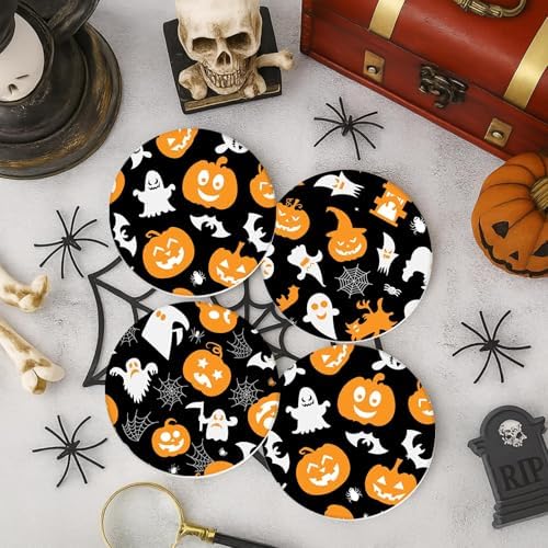 Britimes Halloween Coasters for Drinks, Set of 6, Ceramic Stone
