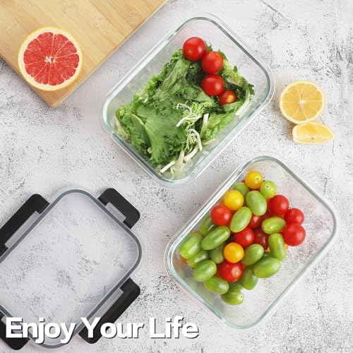 8-Pack 36oz Large Glass Meal Prep Containers