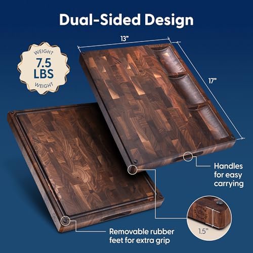 Sonder Los Angeles Alfred End Grain Walnut Cutting Board, 17 x 13 x