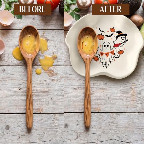 Ceramic Spoon Rest for Stove Countertop 5.3 Inch, Cute Ghost