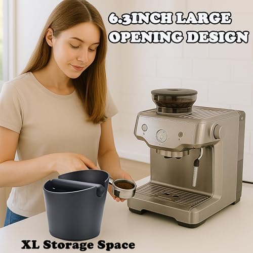 Espresso Knock Box 6.3 Inch, Large Coffee Grounds Container with