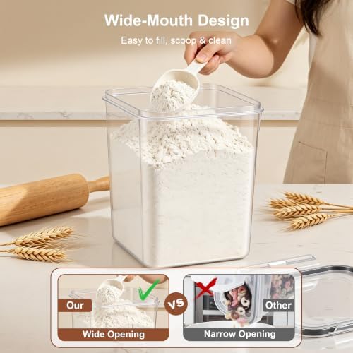 Airtight Flour Sugar Containers with Lids: 4 Pack for Pantry Food