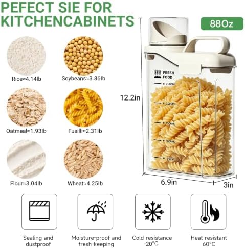 Rice Containers 5.5lbs and Cereal Storage Dispenser-Airtight Food