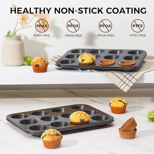 HONGBAKE Muffin Pans for Baking, Nonstick Cupcake Tin with 120