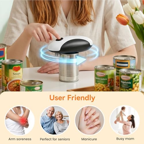 Electric Can Opener, USB-C Rechargeable One Touch Hands Free Automatic