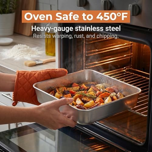 E-far 8 x 8-Inch Baking Pan with lid, Square Cake Brownie Baking Pans