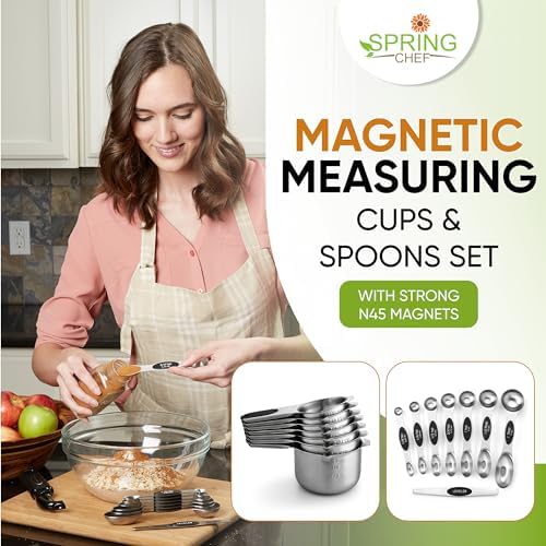 Spring Chef Magnetic Measuring Cups & Spoons Set of 15 with Levelers
