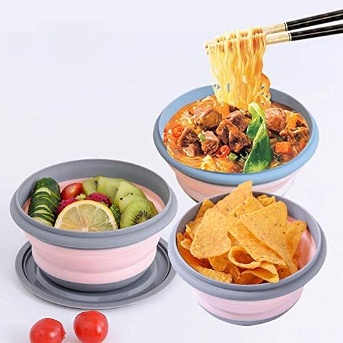 Folding Bowl, Portable Silicone Collapsible Travel Bowl Foldable Salad