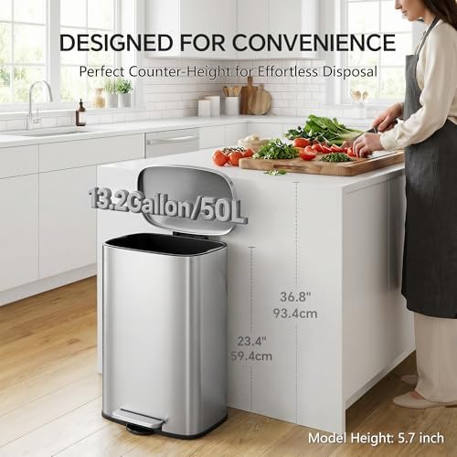 Kitchen Trash Can Combo Set, 13 Gallon and 1.6 Gallon