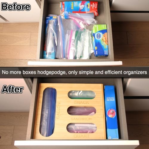 LOPASA Baggie Organizer for Drawer Compatible with Ziplock Bags