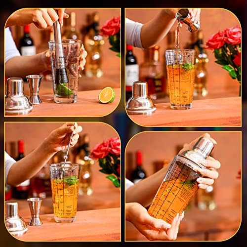 Rtteri 4 Pcs Cocktail Shaker Set 14 oz Martini Glass Shaker Cup