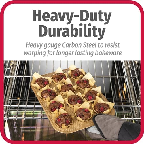 GoodCook BestBake Nonstick Textured Carbon Steel Muffin Pan, 12cp