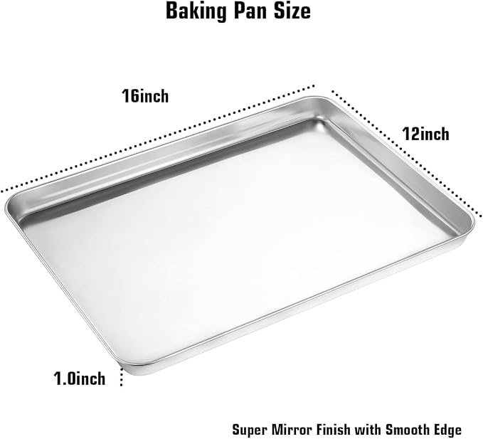 Wildone Baking Sheet & Rack Set, Stainless Steel Cookie Pan - Image 4