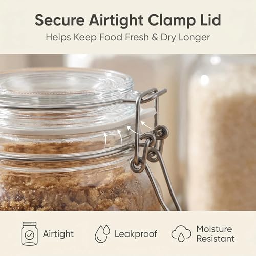 78oz Large Square Airtight Glass Jars with Lids, Wide Mouth Food
