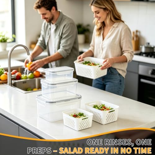 Salad Storage Containers for Refrigerator, 3 Pack