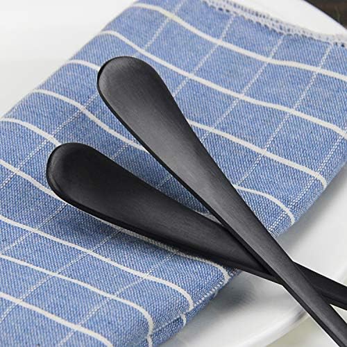 Serving Spoons Set, Black Stainless Steel, 8.7 Inch, Slotted and Solid