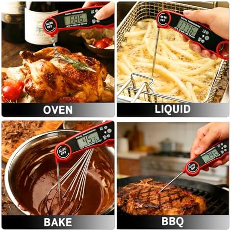 Digital Instant Read Meat Thermometer, Waterproof Red