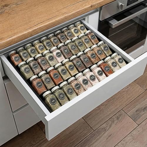 GOENDR Metal Spice Drawer Organizer, 4-Tier Spice Rack for Drawer