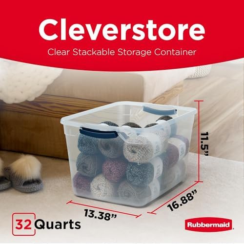 Rubbermaid Cleverstore 32 Qt Storage Bins, 6 Pack