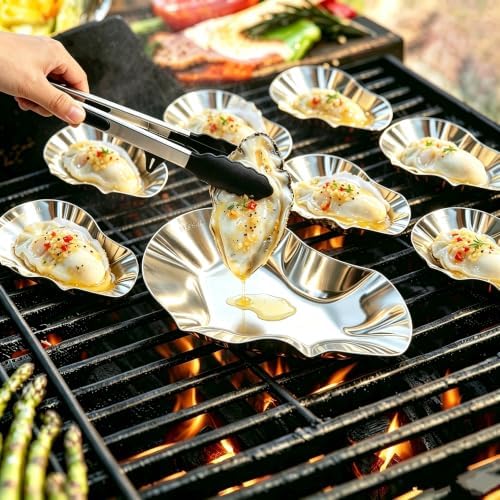 304SS Oyster Grill Tray and Silicone Tongs BBQ Set, 16-Piece