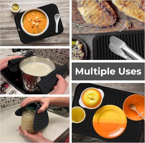 Silicone Trivets for Hot Dishes, Pots, Pans (4 Pack) - Heat-Resistant