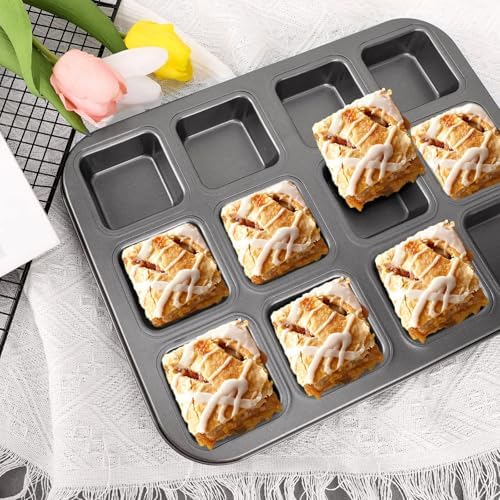 Brownie Pan with Dividers, 2 Set All Edges Square Cupcake Brownie Pans