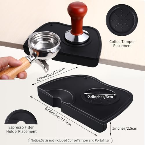 Set of 2 Pieces Espresso Knock Box and Coffee Tamper Mat Reliable