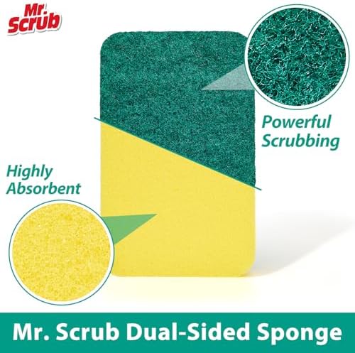Mr. Scrub Sponges Kitchen Scrub Dish Sponge, 12 Pack