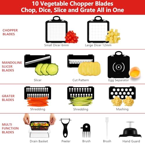 Compact Vegetable Chopper with Container, 9 Inserts