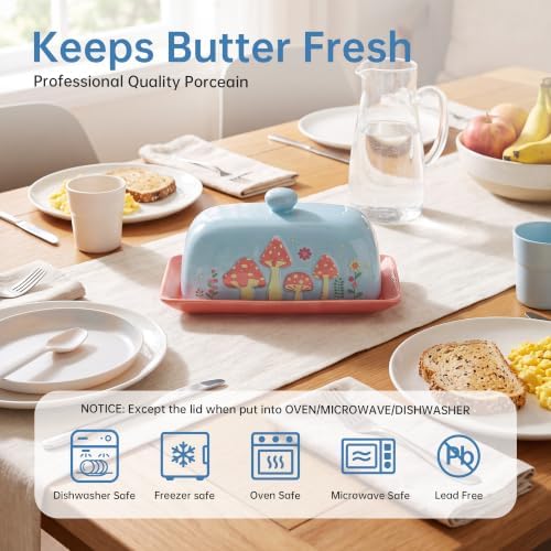 Ceramic Butter Dish with Lid for Countertop, Butter Holder, Cottage