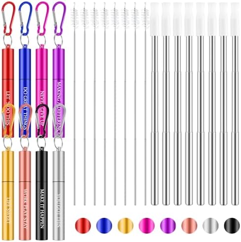 8 Pack Collapsible Reusable Straws Cruise Ship Essentials, Stylish