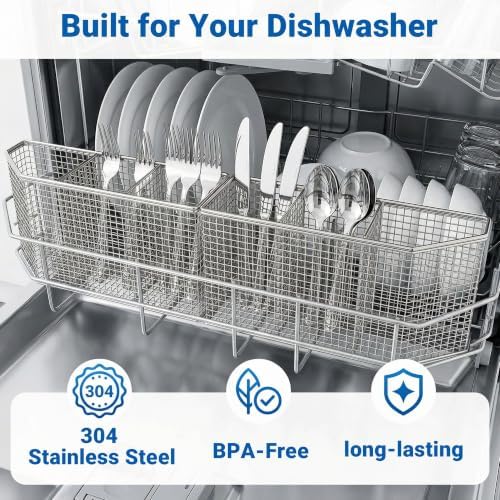 2-Piece Dishwasher Basket for Silverware, 304 Stainless Steel
