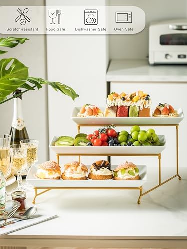 YHOSSEUN 3 Tier Serving Tray for Party,Tiered Serving Platters, 14 In