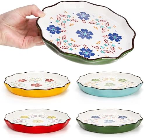 Pumtus 4 Pack Ceramic Dessert Plates, 7.5 Inch Small Floral Dinner