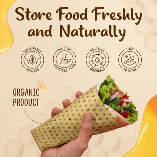 Bee’s Wrap Reusable, Eco Friendly Beeswax Food Wraps, Organic Cotton