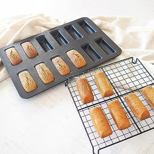 12 Cup Financier Cake Baking Pan Mini Banana Bread Loaf Cream Canoe
