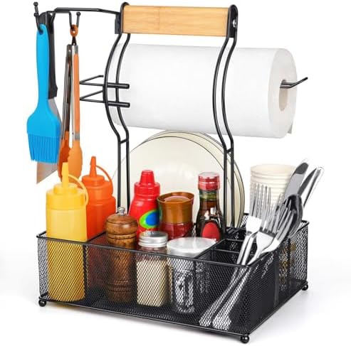 FANGSUN Grill Caddy, BBQ Caddy with Paper Towel Holder for Outdoor