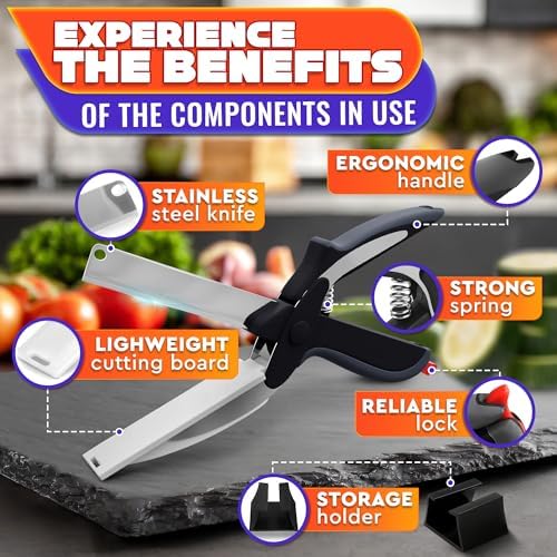 2-in-1 Kitchen Scissors for Food with Safety Lock