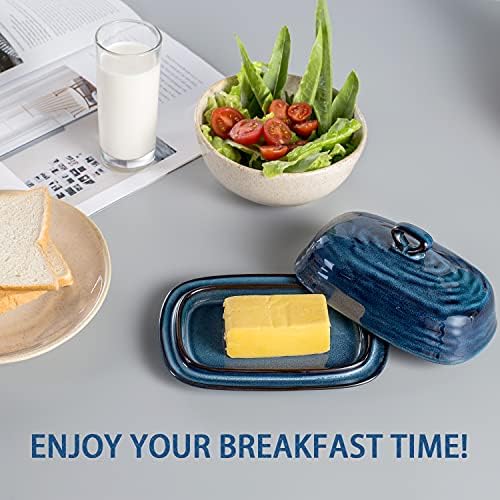 Hasense Butter Dish with Lid, Ceramic Butter Dish with Cover for