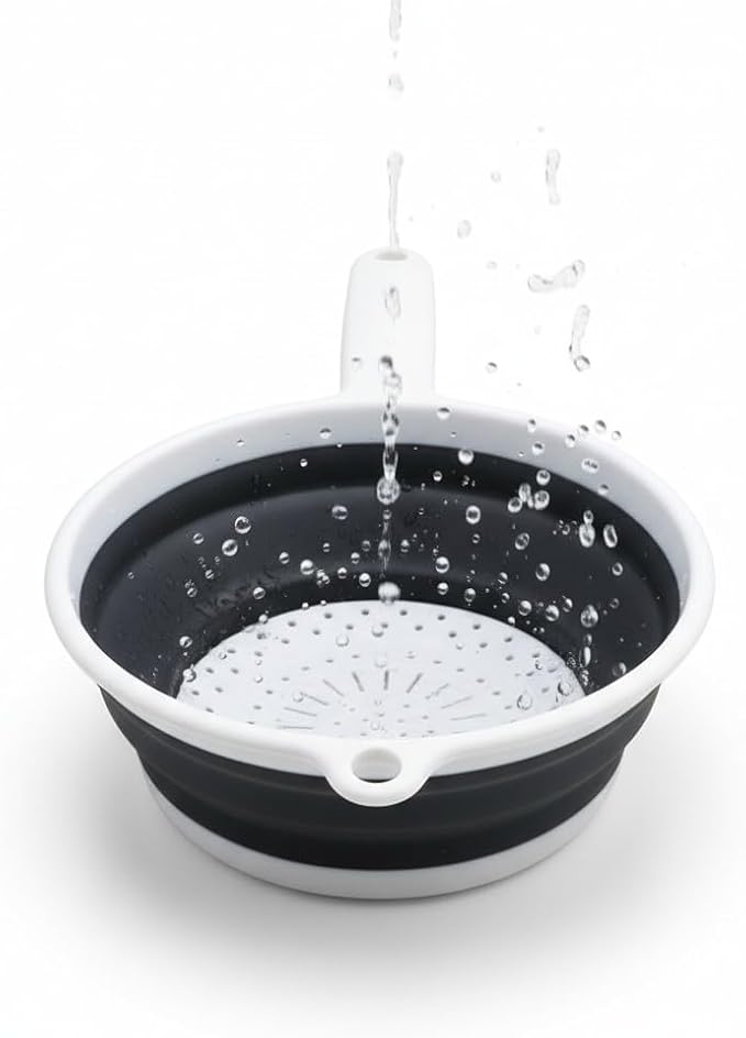 Handy Housewares 8" Round Space Saving Collapsible Silicone Kitchen Colander - Image 4
