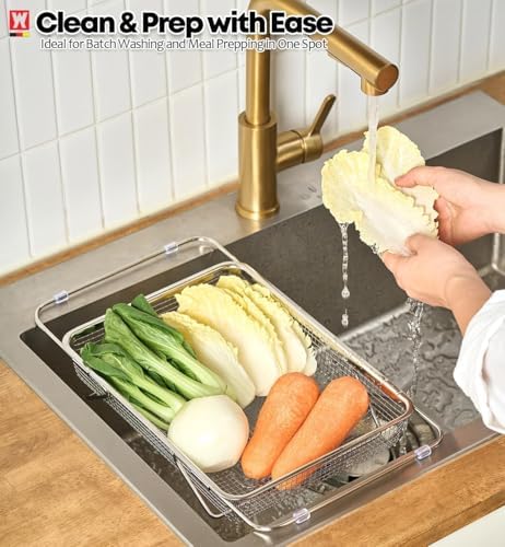 WAGENSTEIGER Extendable Dish Rack with Feet, Vegetable Colander