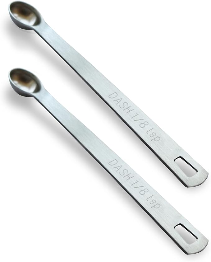 2PCS 1/8 Teaspoon Single Tiny Measuring Spoon, Small Individual Stainless Steel by BERYLER